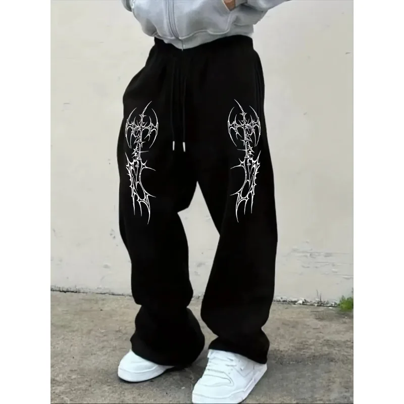 Hip hop fashion street pants oversized casual pants men's black gothic Ax/cross white printed wide leg jogging pants
Hip hop fashion street pants oversized casual pants men's black gothic Ax/cross white printed wide leg jogging pants