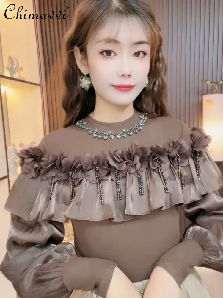 2024 Autumn Clothes New Heavy Industry Diamond Fashion Fringed Ruffle Edge Top Bubble Sleeve Sweet Girlish Temperament Shirt
2024 Autumn Clothes New Heavy Industry Diamond Fashion Fringed Ruffle Edge Top Bubble Sleeve Sweet Girlish Temperament Shirt