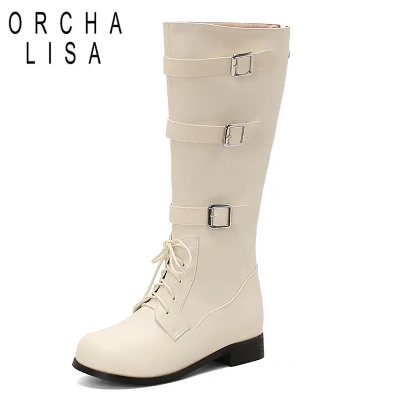 ORCHA LISA Hot Female Knee High Boots Round Toe 3cm Thick Heels Zipper Lace Up Buckles Large Size 43 44 45 Vintage Riding Autumn
ORCHA LISA Hot Female Knee High Boots Round Toe 3cm Thick Heels Zipper Lace Up Buckles Large Size 43 44 45 Vintage Riding Autumn