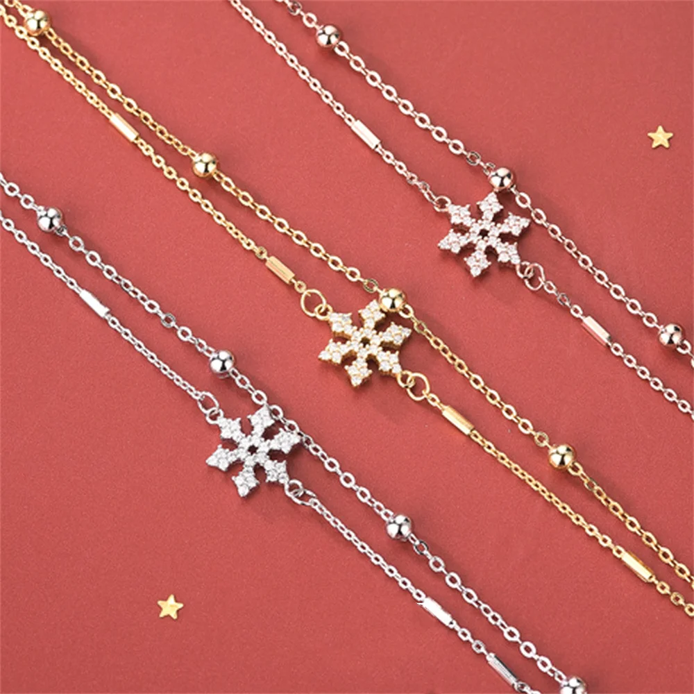 Корейский женский браслет с бриллиантами, стерлинговое серебро S925, двухслойная цепочка со снежинками, высококачественный браслет Sense
Корейский женский браслет с бриллиантами, стерлинговое серебро S925, двухслойная цепочка со снежинками, высококачественный браслет Sense