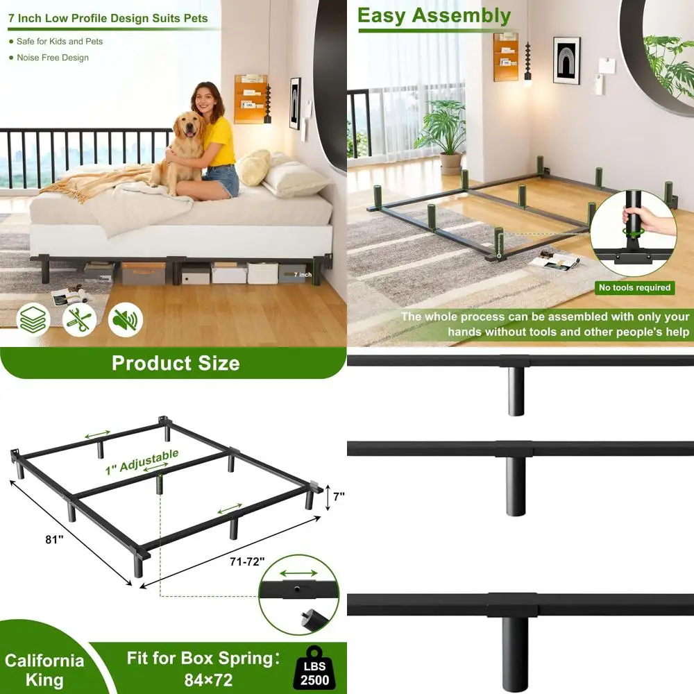 EMODA 7 Heavy-Duty California King Metal Bed Frame with 9 Legs, Tool-Free Assembly, Black
EMODA 7 Heavy-Duty California King Metal Bed Frame with 9 Legs, Tool-Free Assembly, Black