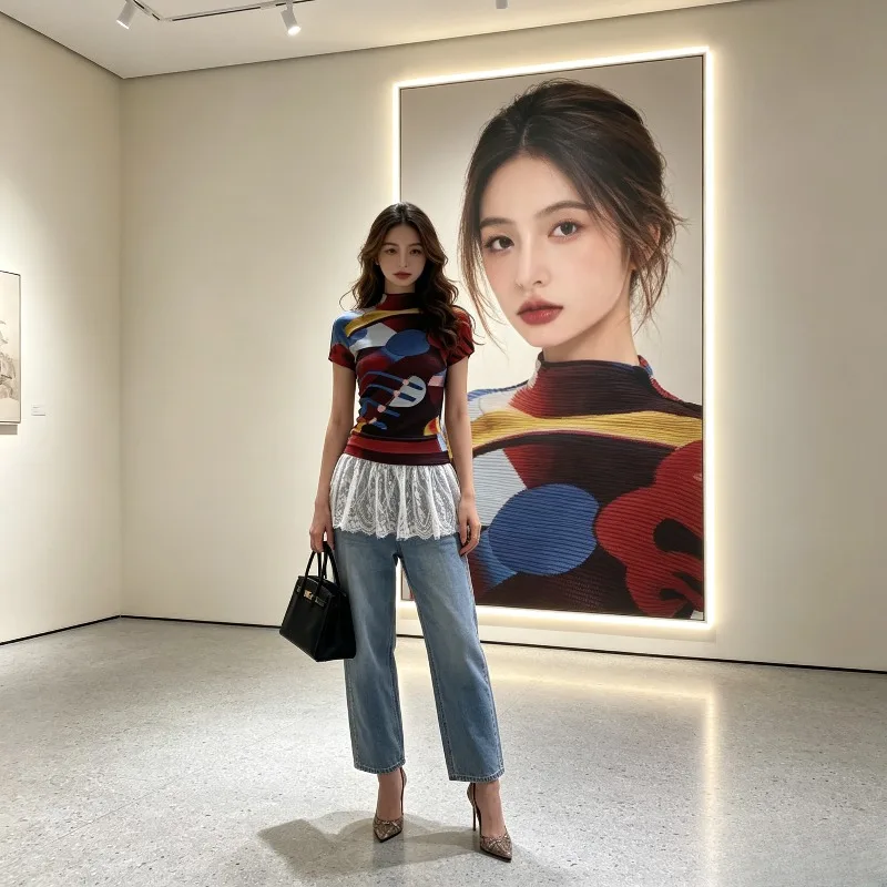 Miyake Pleated Original Summer 2026 Pleated New Half-High Collar Short Sleeve T-Shirt Women's Slim Fit Retro Print Top Pleat
Miyake Pleated Original Summer 2026 Pleated New Half-High Collar Short Sleeve T-Shirt Women's Slim Fit Retro Print Top Pleat