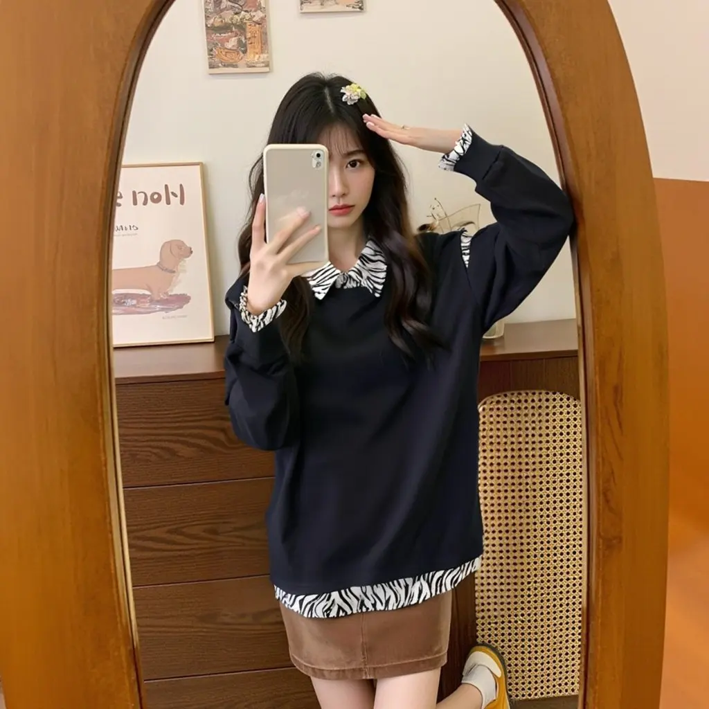 Очень большой женский модный свободный лоскутный свитер в корейском стиле, вместимость 150 кг, весна-осень, новый стиль, одежда для полных девочек
Очень большой женский модный свободный лоскутный свитер в корейском стиле, вместимость 150 кг, весна-осень, новый стиль, одежда для полных девочек