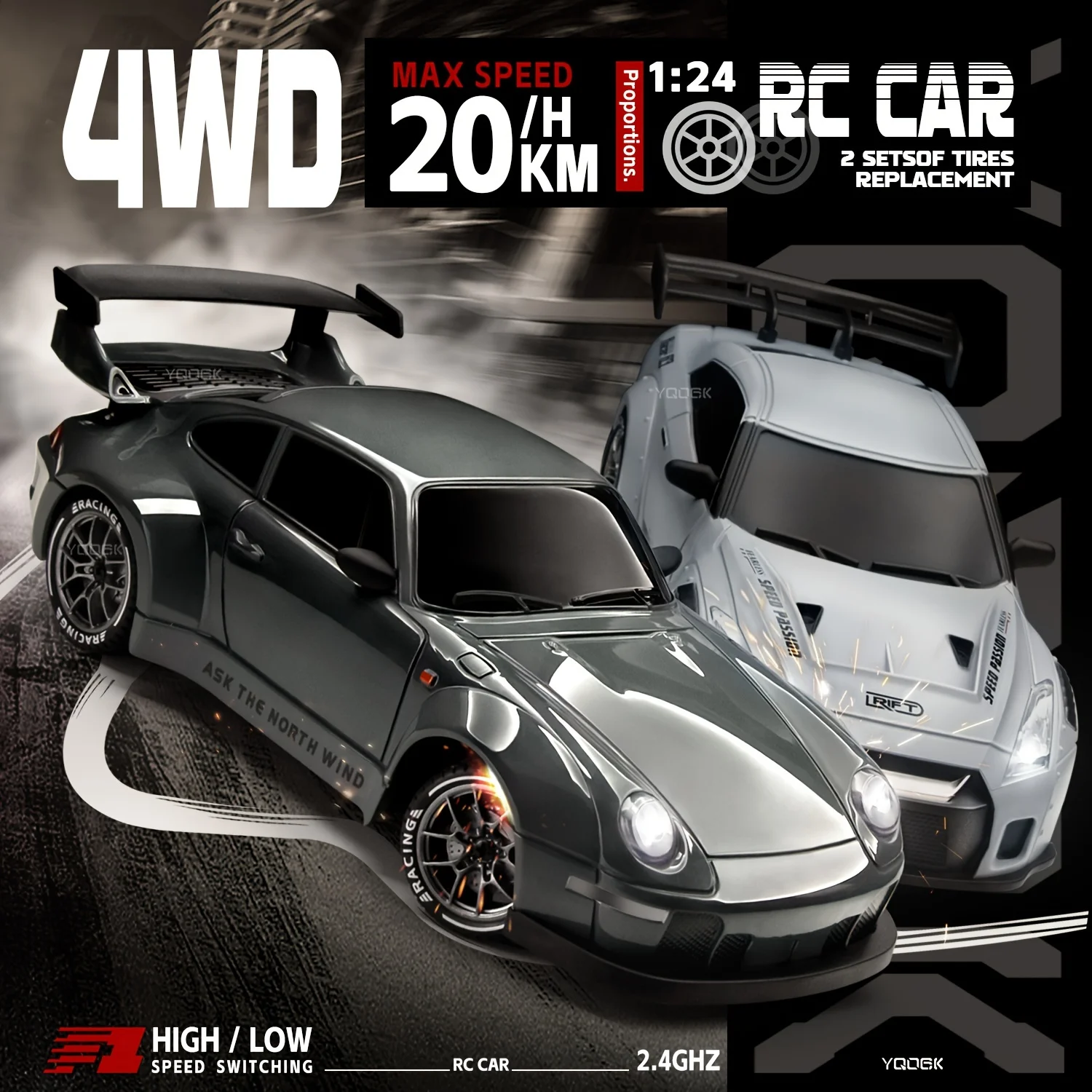 Новый 1:24 RC 4WD Drift Car Гоночный электрический гоночный автомобиль 2 скорости 2,4 ГГц Пульт дистанционного управления Передние и задние управляемые светодиодные фонари
Новый 1:24 RC 4WD Drift Car Гоночный электрический гоночный автомобиль 2 скорости 2,4 ГГц Пульт дистанционного управления Передние и задние управляемые светодиодные фонари