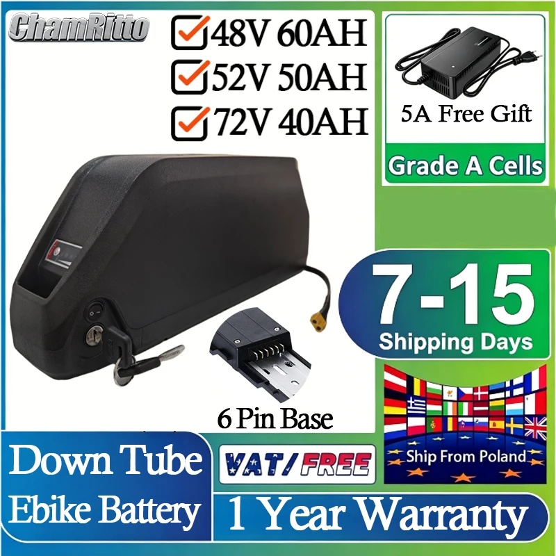 52V 50AH EBike Battery 21700 72V 40AH 48V 30AH Down tube Polly 60V 35 40AH E Bike Battery Pack for 48v Scooter 1000W 1500W 2000W
52V 50AH EBike Battery 21700 72V 40AH 48V 30AH Down tube Polly 60V 35 40AH E Bike Battery Pack for 48v Scooter 1000W 1500W 2000W