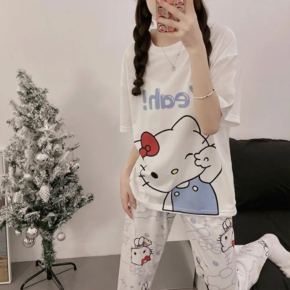 Милый летний женский пижамный костюм Hello Kitty Sanrioed, домашняя одежда с короткими рукавами, тонкий комплект одежды для сна из чистого хлопка для девочек с героями мультфильмов
Милый летний женский пижамный костюм Hello Kitty Sanrioed, домашняя одежда с короткими рукавами, тонкий комплект одежды для сна из чистого хлопка для девочек с героями мультфильмов