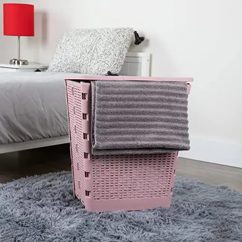 Pink 61L Collapsible Wicker-Style Plastic Laundry Hamper With Removable Lid, 18” x 14.5” x 21.25”
Pink 61L Collapsible Wicker-Style Plastic Laundry Hamper With Removable Lid, 18” x 14.5” x 21.25”
