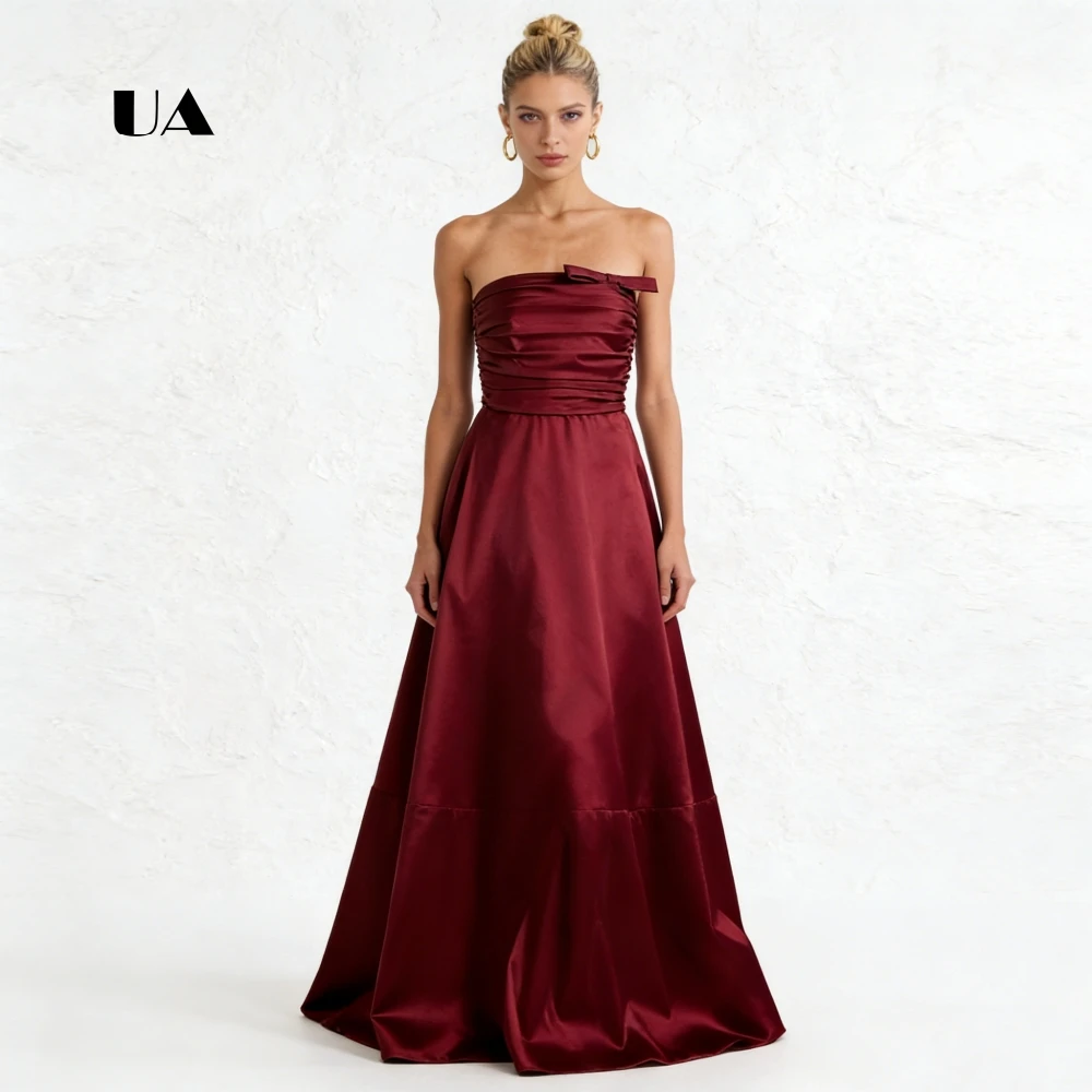 ULBYANRY Ruched Satin A-line Prom Dress with Bow Detail Solid Strapless Evening Dress for Woman Sleeveless Customized Party Gown
ULBYANRY Ruched Satin A-line Prom Dress with Bow Detail Solid Strapless Evening Dress for Woman Sleeveless Customized Party Gown