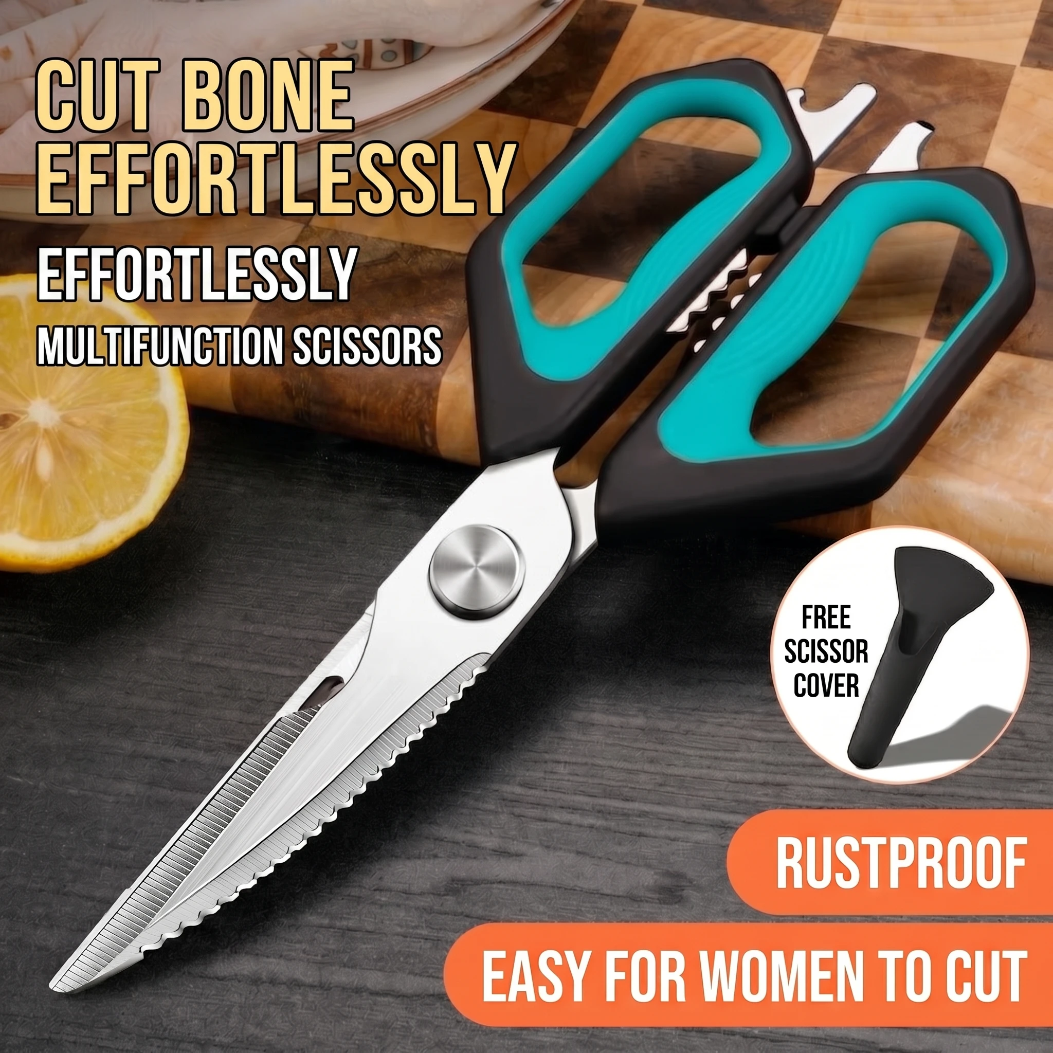 German Food Grade Stainless Steel Kitchen Scissors, Multifunctional Shears for Fish, Bone and BBQ C2612
German Food Grade Stainless Steel Kitchen Scissors, Multifunctional Shears for Fish, Bone and BBQ C2612