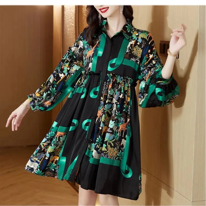 Bohemian Style POLO Collar Dress for Women in Spring New Plus Size Women's Clothing Stylish Loose Printed Long Sleeves Dress
Bohemian Style POLO Collar Dress for Women in Spring New Plus Size Women's Clothing Stylish Loose Printed Long Sleeves Dress