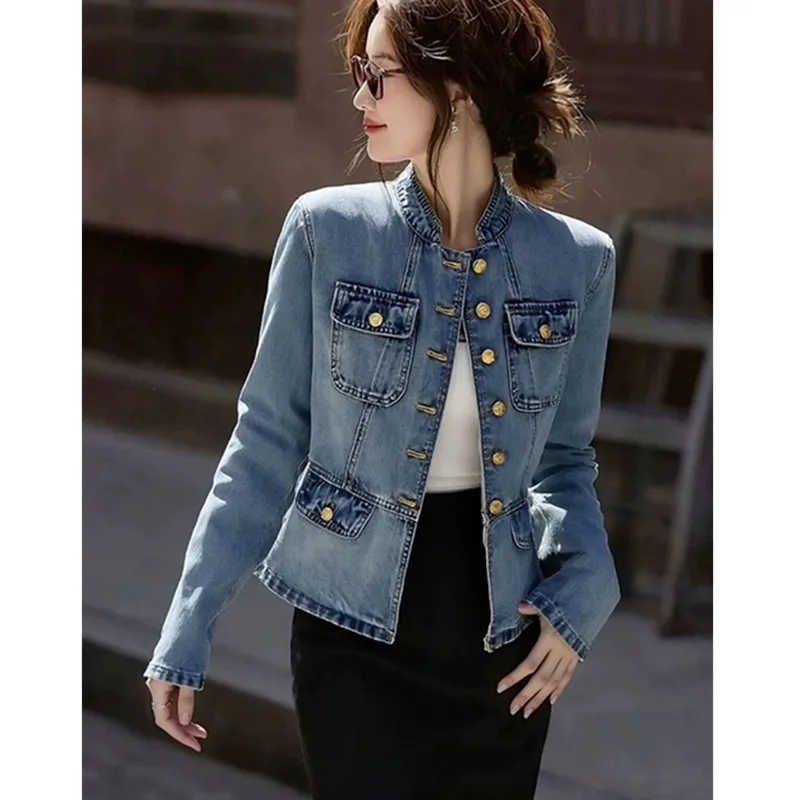 Women's Denim Jacket 2026 Spring Autumn Stand-up Collar Comfortable Lady Outerwear Long Sleeve Temperament Ladies Cowboy Coat
Women's Denim Jacket 2026 Spring Autumn Stand-up Collar Comfortable Lady Outerwear Long Sleeve Temperament Ladies Cowboy Coat