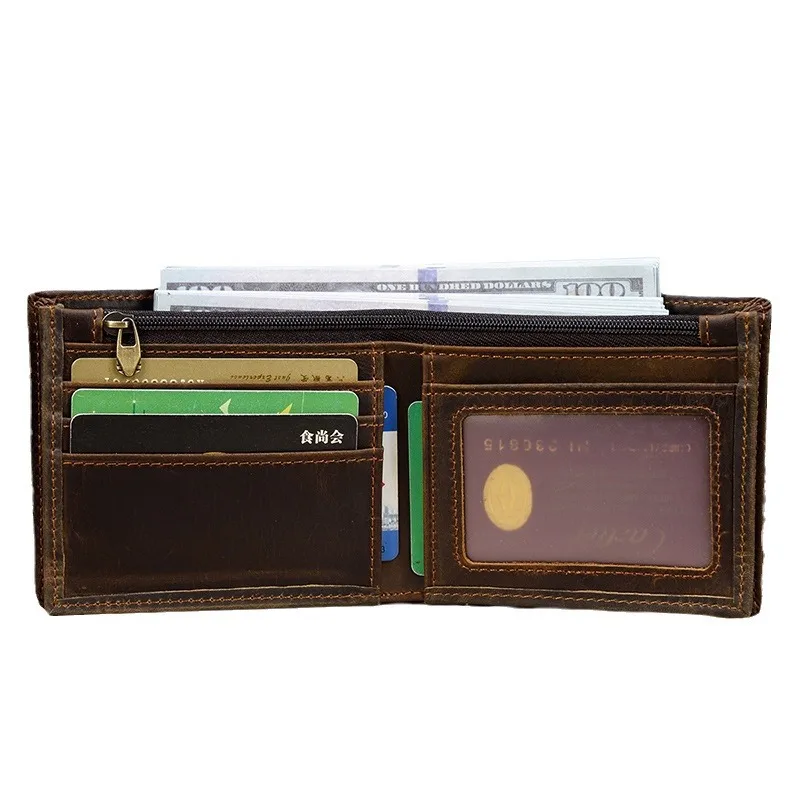 Кожаный кошелек Crazy Horse в стиле ретро, короткая сумка для монет на молнии из натуральной кожи, первый слой, двойные кошельки из воловьей кожи
Кожаный кошелек Crazy Horse в стиле ретро, короткая сумка для монет на молнии из натуральной кожи, первый слой, двойные кошельки из воловьей кожи