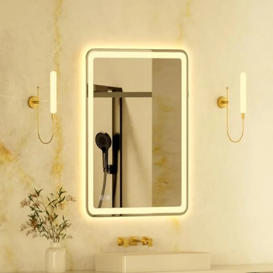24"x32" LED Bathroom Mirror with Front and Backlight, Rounded Corner Frameless, Dimmable Vanity Mirror with Lights, Anti-Fog, S
24"x32" LED Bathroom Mirror with Front and Backlight, Rounded Corner Frameless, Dimmable Vanity Mirror with Lights, Anti-Fog, S