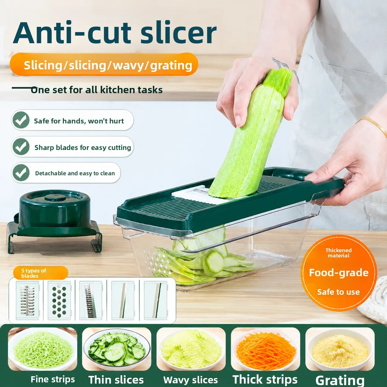 Multi-Functional Vegetable Slicer Home Kitchen Potato Thread Shredder Anti-Hand Injury Cucumber Slicing Peeling Knife
Multi-Functional Vegetable Slicer Home Kitchen Potato Thread Shredder Anti-Hand Injury Cucumber Slicing Peeling Knife