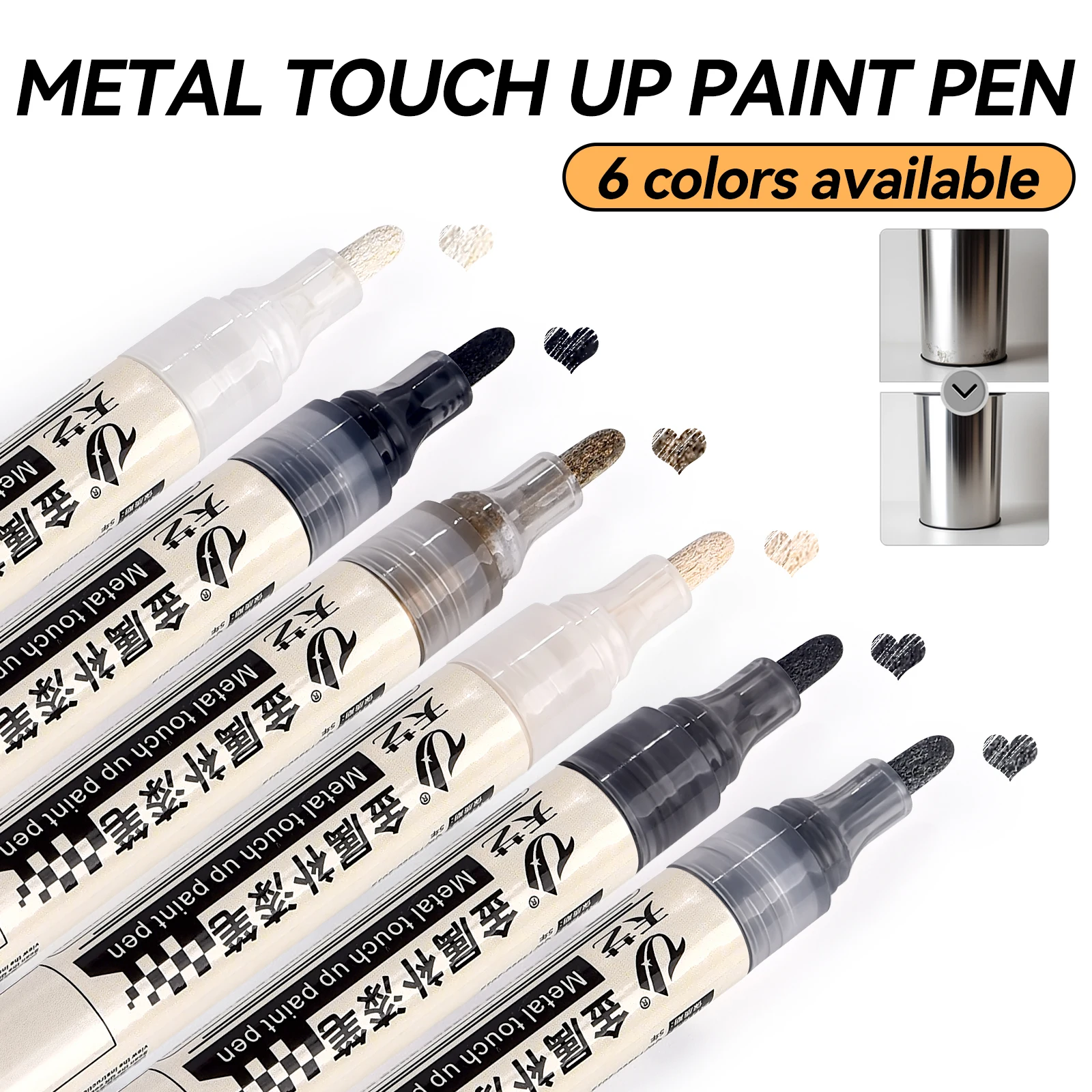 Автомобильная краска для ретуши, универсальная ручка для мотоцикла, велосипедных шин, граффити, маркер для ремонта букв, универсальный инструмент для ремонта автомобильных царапин
Автомобильная краска для ретуши, универсальная ручка для мотоцикла, велосипедных шин, граффити, маркер для ремонта букв, универсальный инструмент для ремонта автомобильных царапин