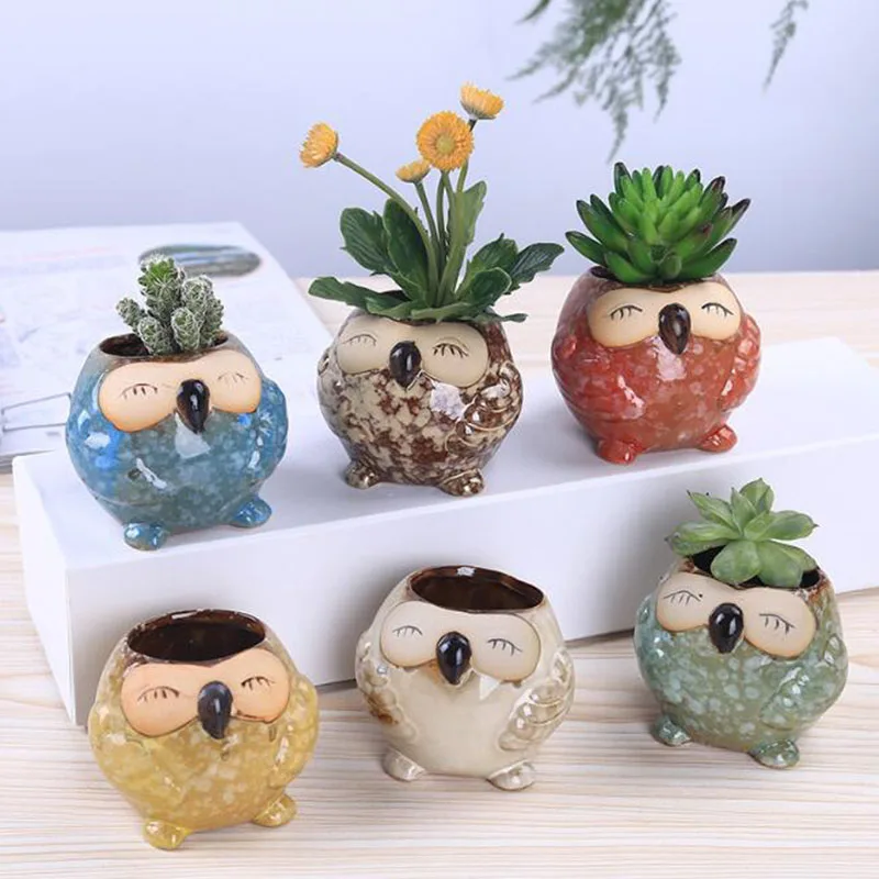 Ceramic Cartoon Cute Owl Flowerpot Succulent Plant Vase Container Creative Office Desktop Ornaments Household Garden Decor
Ceramic Cartoon Cute Owl Flowerpot Succulent Plant Vase Container Creative Office Desktop Ornaments Household Garden Decor