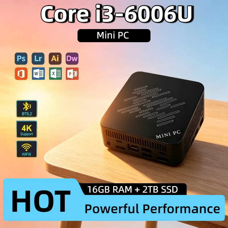 Core i3 6006U Intel Mini PC 16GB RAM 2TB NVMe SSD Triple 4K Output WiFi6 Efficient Cooling Compact Home Office Mini Computer
Core i3 6006U Intel Mini PC 16GB RAM 2TB NVMe SSD Triple 4K Output WiFi6 Efficient Cooling Compact Home Office Mini Computer