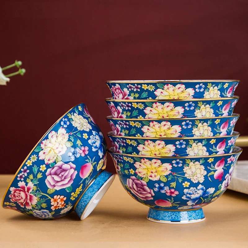 4.5/5/6 Inch Rice Bowl Flowers Enamel Luxurious Soup Bowl Jingdezhen Ceramic Porcelain Bowls Noodle Container Dinnerware Crafts
4.5/5/6 Inch Rice Bowl Flowers Enamel Luxurious Soup Bowl Jingdezhen Ceramic Porcelain Bowls Noodle Container Dinnerware Crafts