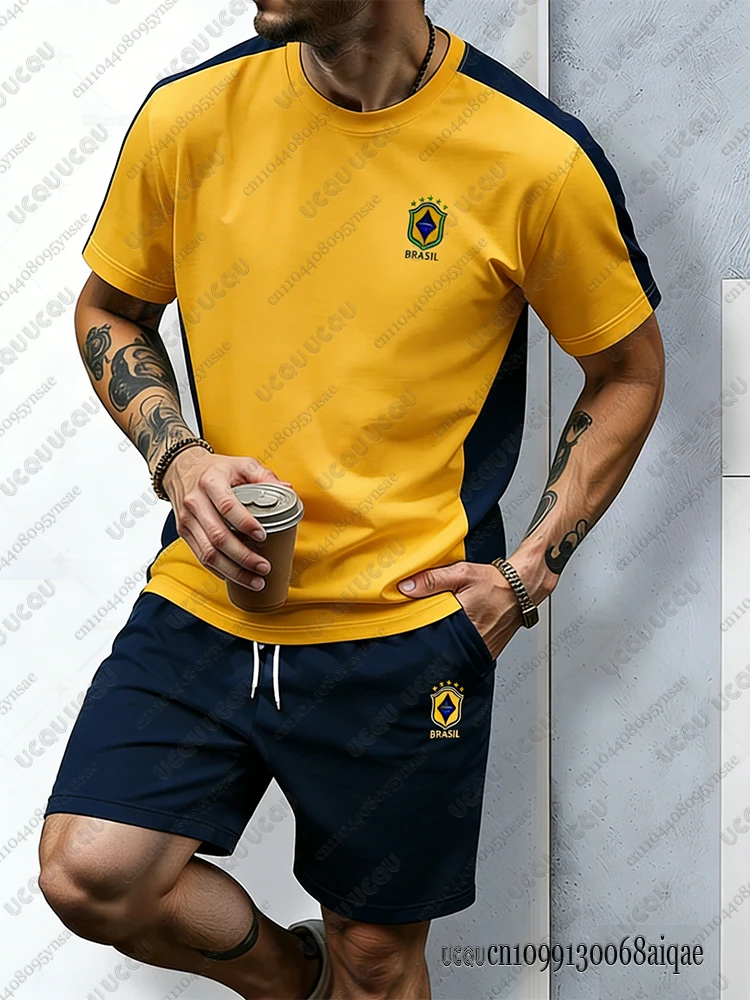 Summer New Men's Tracksuit Sets Casual Patchwork Brazil Tshirts+Shorts Suits Fashion Streetwear Beach Jogging Set Man Clothing
Summer New Men's Tracksuit Sets Casual Patchwork Brazil Tshirts+Shorts Suits Fashion Streetwear Beach Jogging Set Man Clothing