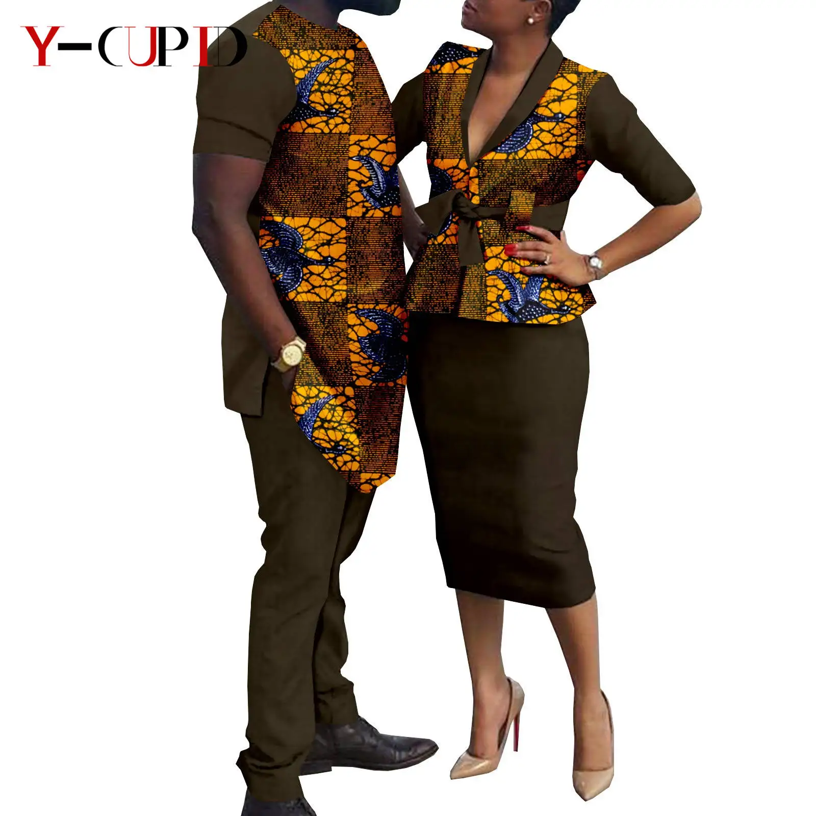 African Couples Clothes Women Patchwork Print Top Coats and Hip Skirts Sets Matching Men Outfits 2 Pieces Pants Suits YS20C019
African Couples Clothes Women Patchwork Print Top Coats and Hip Skirts Sets Matching Men Outfits 2 Pieces Pants Suits YS20C019