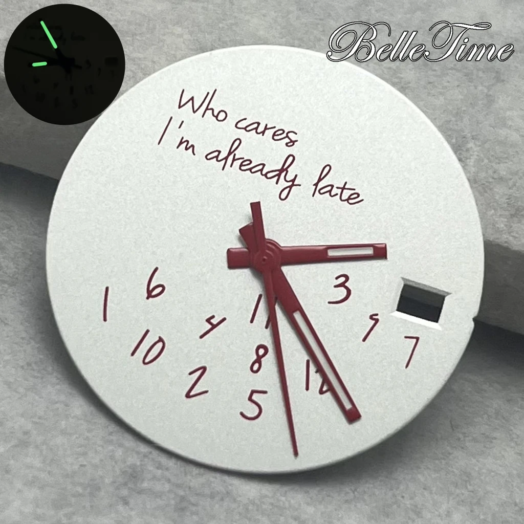 28,5 мм модифицированный циферблат из бревен, циферблат для часов «сделай сам», подходит для механизма NH35/NH36/4R/7S, Who Cares Lt's Already Late, аксессуары для часов
28,5 мм модифицированный циферблат из бревен, циферблат для часов «сделай сам», подходит для механизма NH35/NH36/4R/7S, Who Cares Lt's Already Late, аксессуары для часов