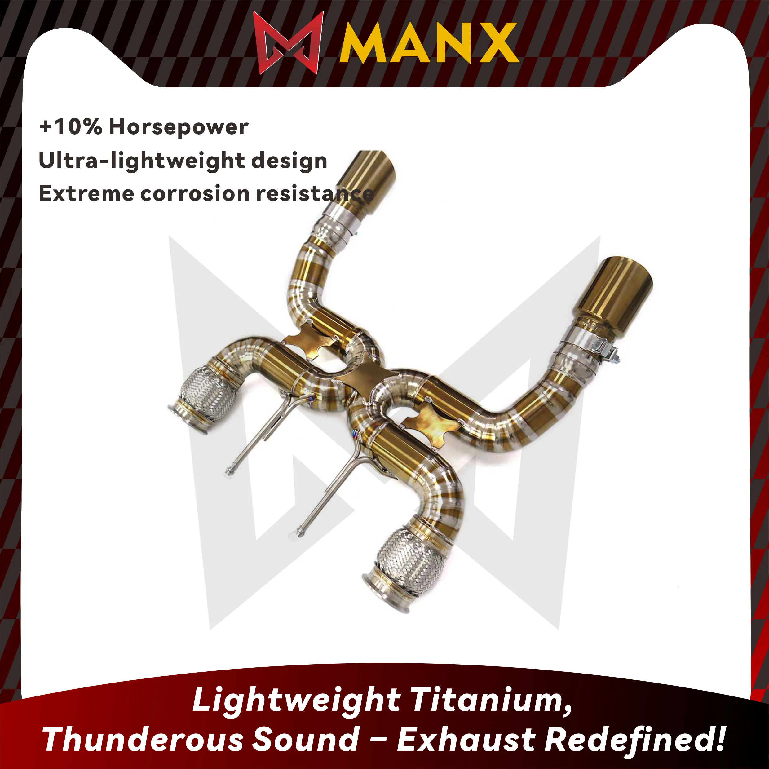 MANX Catback For McLaren 720S Focus On Titanium Pipe Clear Loud Sound Car Exhaust Electronic Valve Muffler Tips
MANX Catback For McLaren 720S Focus On Titanium Pipe Clear Loud Sound Car Exhaust Electronic Valve Muffler Tips 
