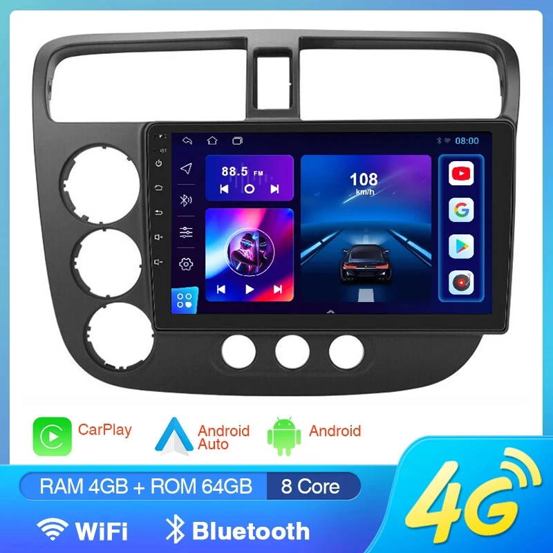 Wireless CarPlay Android Auto Car Radio Multimedia For Honda Civic 7 2000 2001 2002-2006 Car Video Stereo BT GPS DSP 2din No DVD
Wireless CarPlay Android Auto Car Radio Multimedia For Honda Civic 7 2000 2001 2002-2006 Car Video Stereo BT GPS DSP 2din No DVD