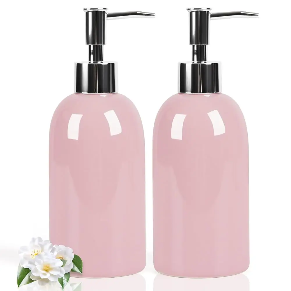 14OZ Ceramic Soap Dispenser Ceramic Soap Pump Dispenser Can Fill Liquid for Bathroom/Kitchen (2PC Pink)
14OZ Ceramic Soap Dispenser Ceramic Soap Pump Dispenser Can Fill Liquid for Bathroom/Kitchen (2PC Pink)
