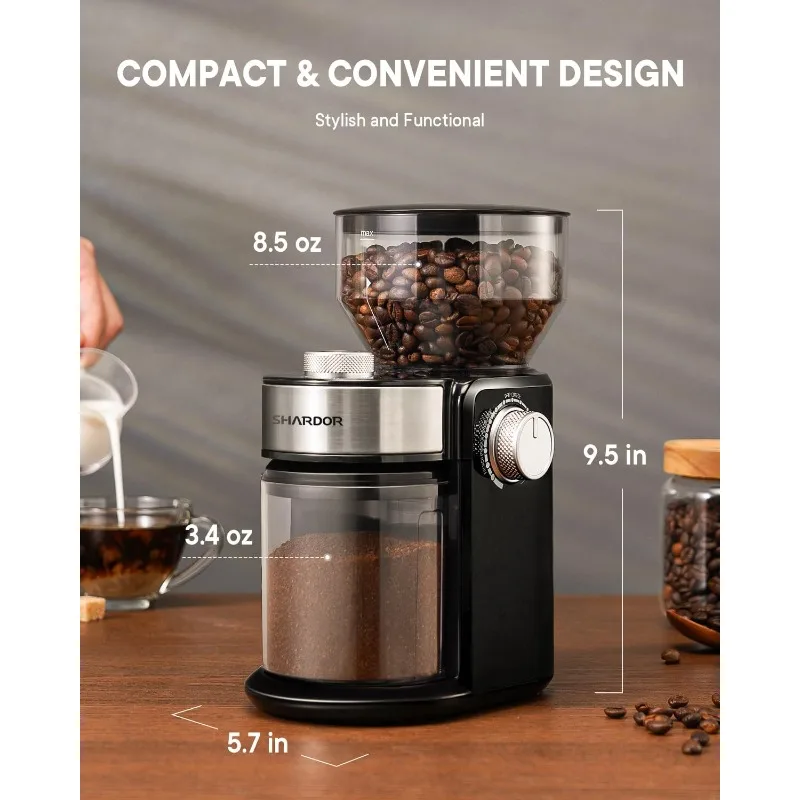 Electric Burr Coffee Grinder 2.0, Adjustable Burr Mill with 16 Precise Grind Setting for 2-14 Cup
Electric Burr Coffee Grinder 2.0, Adjustable Burr Mill with 16 Precise Grind Setting for 2-14 Cup