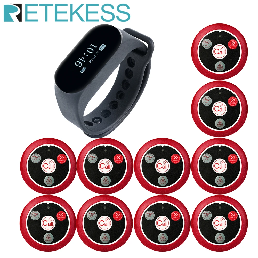 RETEKESS Restaurant Waiter Calling System TD112 Waterproof Watch Pager Receiver 10 T117 Call Buttons for Cafe Customer Service
RETEKESS Restaurant Waiter Calling System TD112 Waterproof Watch Pager Receiver 10 T117 Call Buttons for Cafe Customer Service