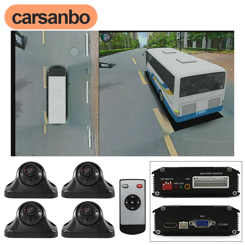 Carsanbo 3D 1080P 360° Bird Eye View Camera System for Bus Truck RV Motorhome HD 720P Car Camera with Sony 225 Chip DVR Recorder
Carsanbo 3D 1080P 360° Bird Eye View Camera System for Bus Truck RV Motorhome HD 720P Car Camera with Sony 225 Chip DVR Recorder