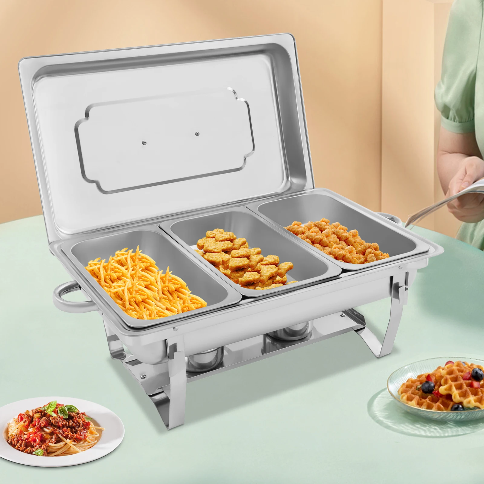 7.5L Rectangular Catering Chafer Food Warmer Stainless Steel Tray Heating Container 3 Compartments Chafing Dish Buffet Set
7.5L Rectangular Catering Chafer Food Warmer Stainless Steel Tray Heating Container 3 Compartments Chafing Dish Buffet Set