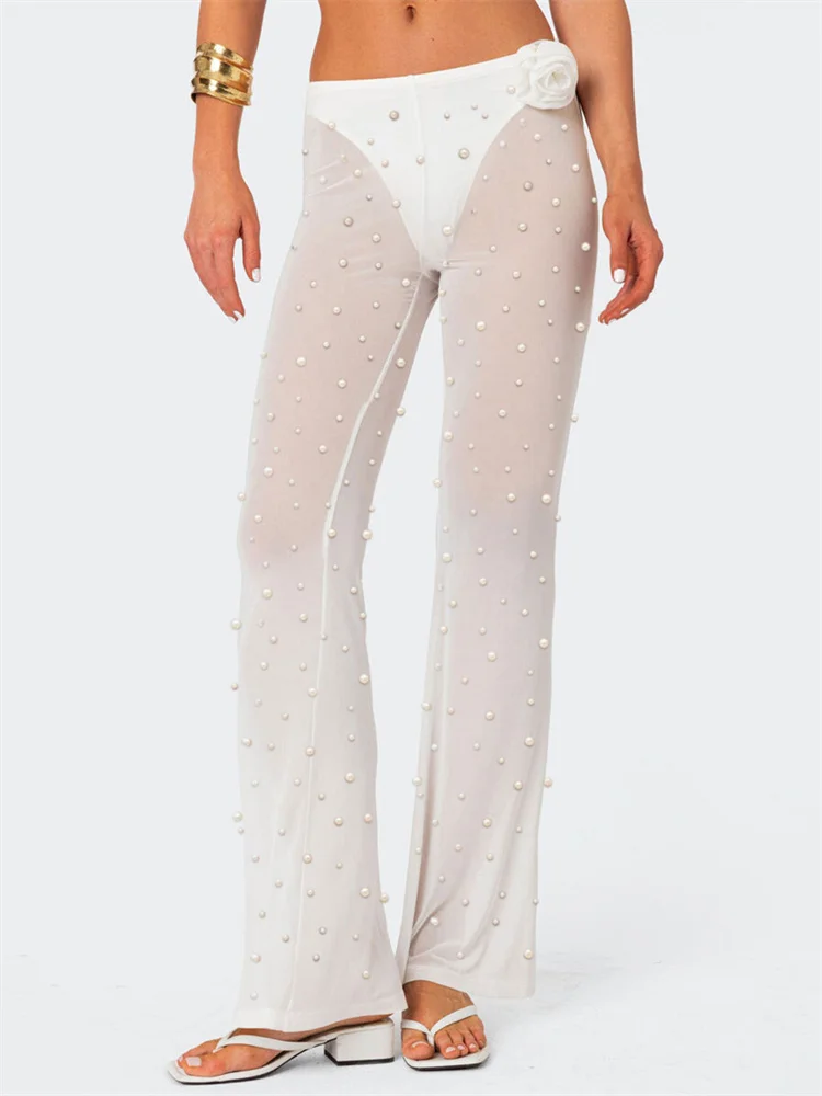 Dourbesty Women Loose Pants Pearls Patchwork Mesh See-Through Elastic Waist Trousers Spring Summer Casual Sweatpants Bottoms
Dourbesty Women Loose Pants Pearls Patchwork Mesh See-Through Elastic Waist Trousers Spring Summer Casual Sweatpants Bottoms