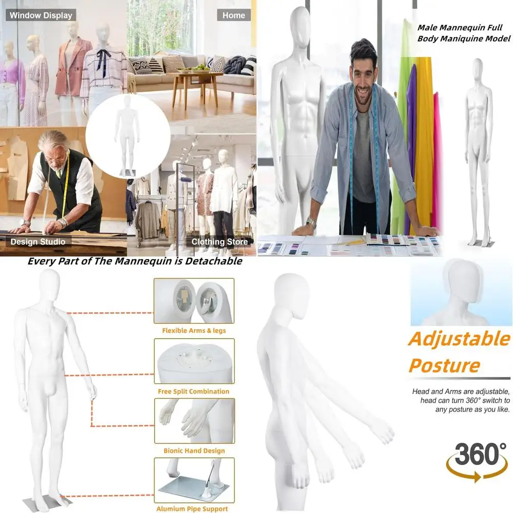 Полноразмерный манекен для шитья, регулируемый, 73 см, с отсоединяемыми пластиковыми руками, металлическое основание, белый
Полноразмерный манекен для шитья, регулируемый, 73 см, с отсоединяемыми пластиковыми руками, металлическое основание, белый