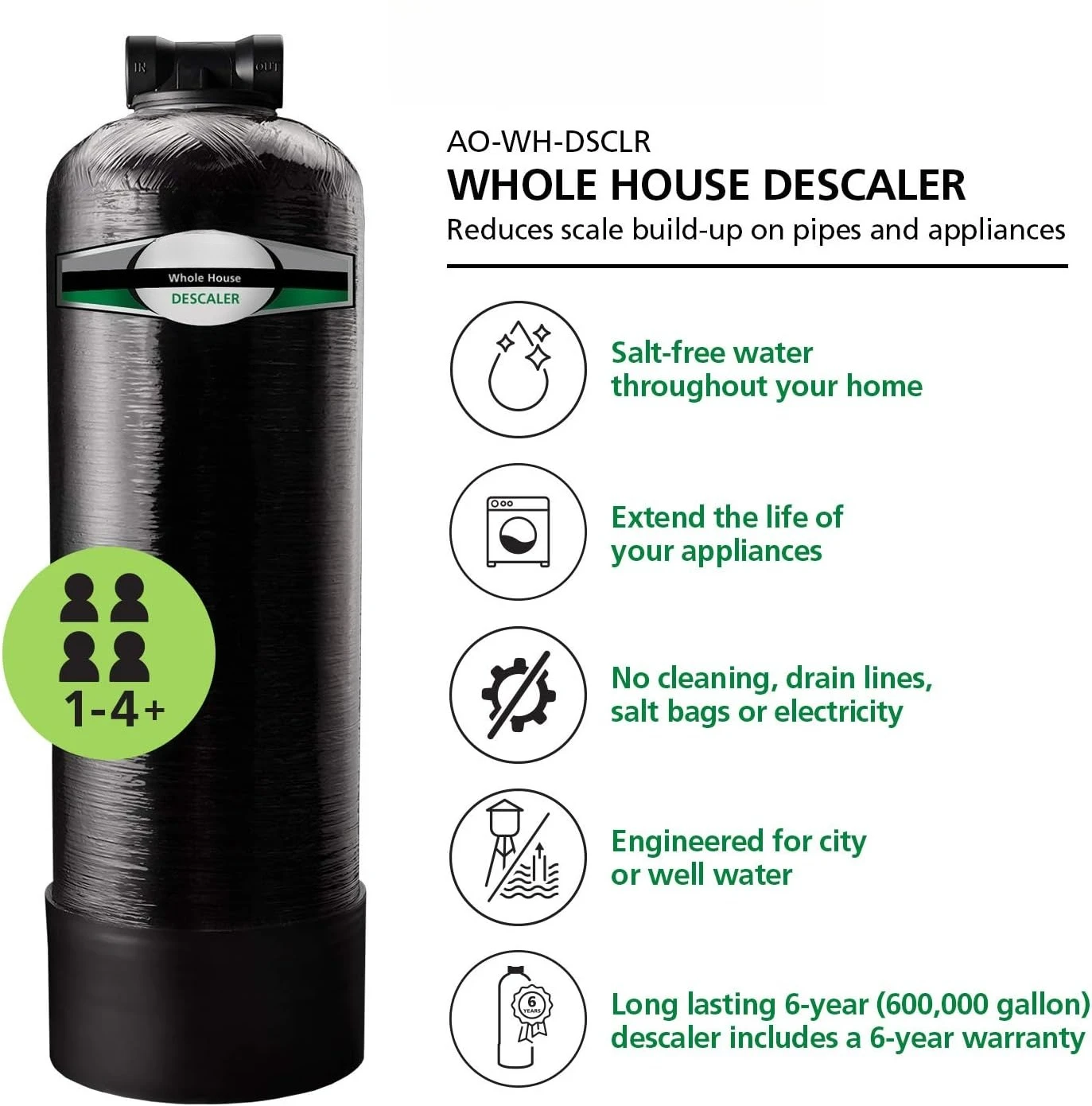 Whole House Salt Free Descaler System - Works with City & Well Water Filters - 6yr, 600,000 Gl - Water Softener Alternative·Hot
Whole House Salt Free Descaler System - Works with City & Well Water Filters - 6yr, 600,000 Gl - Water Softener Alternative·Hot