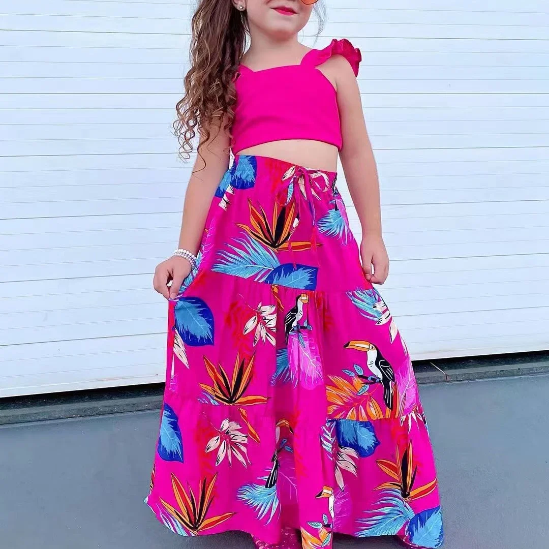 New 2024 Summer Girls Clothes Sets Sleeveless Camisole Tops + Floral Print Long Skirt Children Casual Clothing For 2-7 Years
New 2024 Summer Girls Clothes Sets Sleeveless Camisole Tops + Floral Print Long Skirt Children Casual Clothing For 2-7 Years