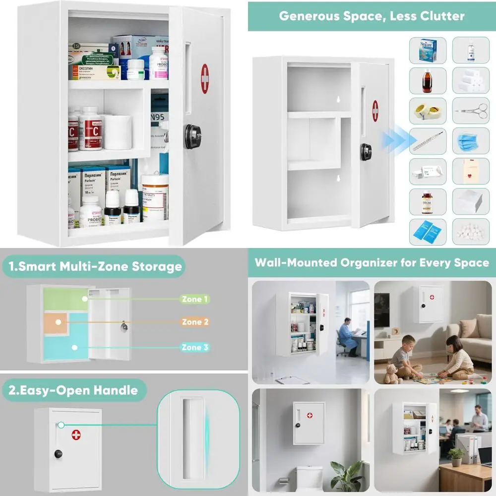 Настенное крепление металлического аптечки без ключа, безопасный ящик для хранения для дома, школы и бизнеса
Настенное крепление металлического аптечки без ключа, безопасный ящик для хранения для дома, школы и бизнеса