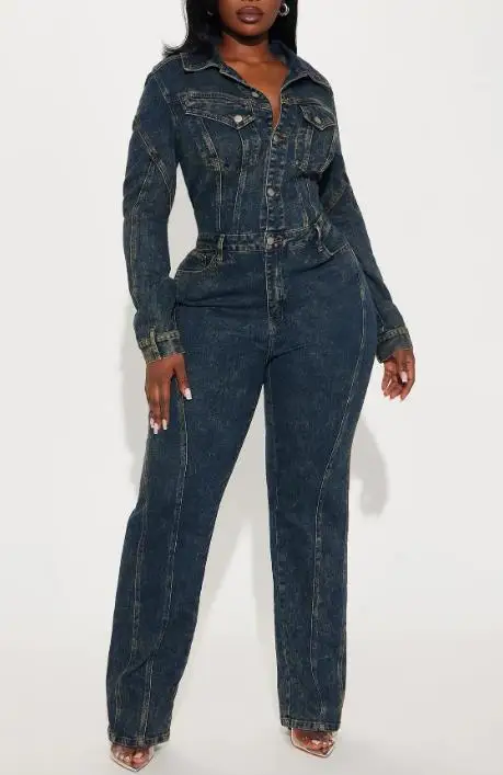 2025 Autumn Vintage Vintage Dark Blue Lapel Denim Jumpsuit for Women, Fashionable and Personalized High Waisted Denim Jumpsuit
2025 Autumn Vintage Vintage Dark Blue Lapel Denim Jumpsuit for Women, Fashionable and Personalized High Waisted Denim Jumpsuit