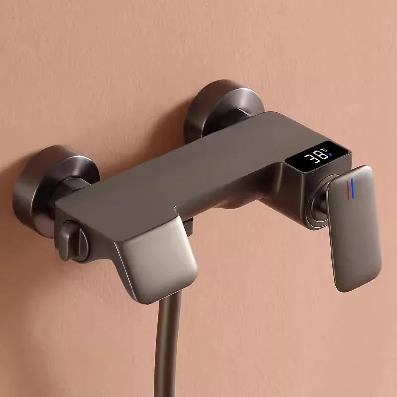 Wall Mounted Bath and Shower Faucet Set Waterfall Style Brass Gray Digital Temperature Show Shower Faucet Set
Wall Mounted Bath and Shower Faucet Set Waterfall Style Brass Gray Digital Temperature Show Shower Faucet Set