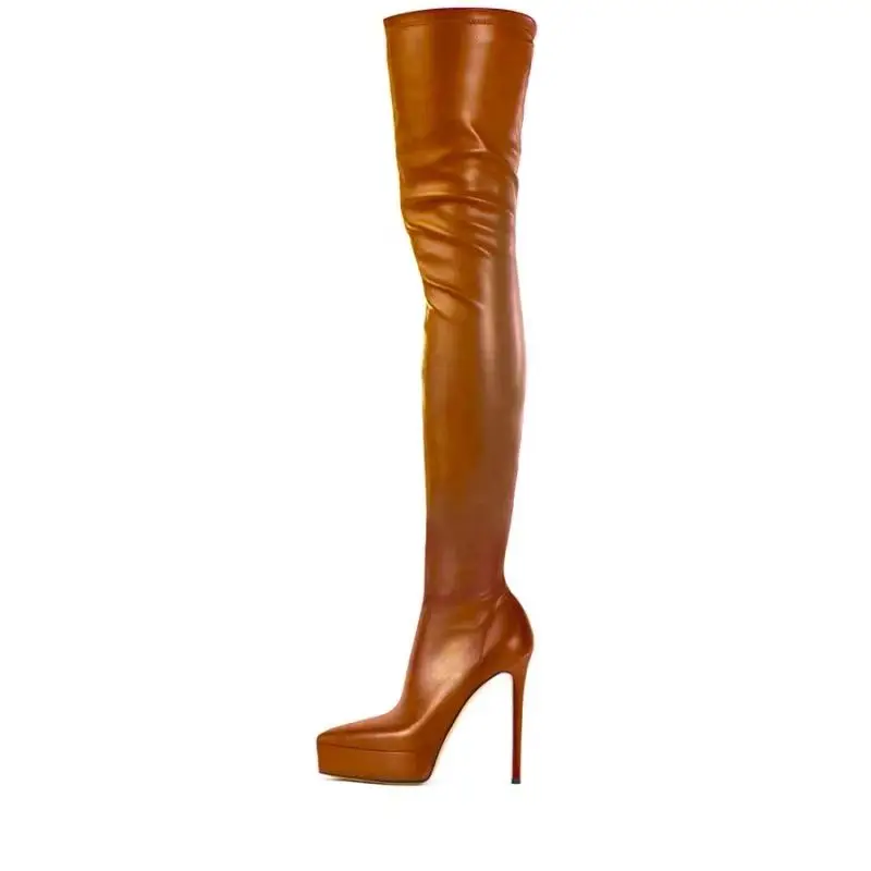 Arden Furtad Spring Platform Elastic Thigh high boots Pointed toe Super high heel Side zipper Skinny boots Extra large size
Arden Furtad Spring Platform Elastic Thigh high boots Pointed toe Super high heel Side zipper Skinny boots Extra large size