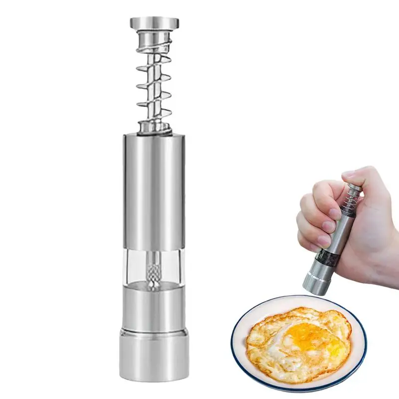 Salt And Pepper Grinder Stainless Steel Manual Press Type Mill Built-in Spring Portable Seasoning Processor For Home Use
Salt And Pepper Grinder Stainless Steel Manual Press Type Mill Built-in Spring Portable Seasoning Processor For Home Use