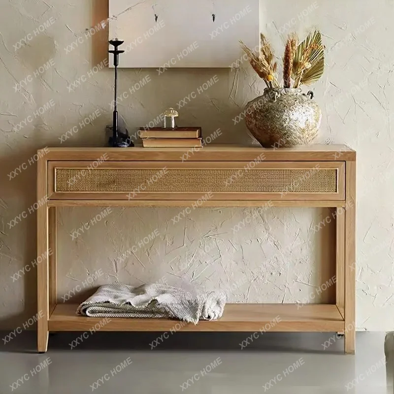 Solid wood entryway, wabi-sabi-style rattan drawer storage cabinet, living room, entrance to the wall, decorative table
Solid wood entryway, wabi-sabi-style rattan drawer storage cabinet, living room, entrance to the wall, decorative table