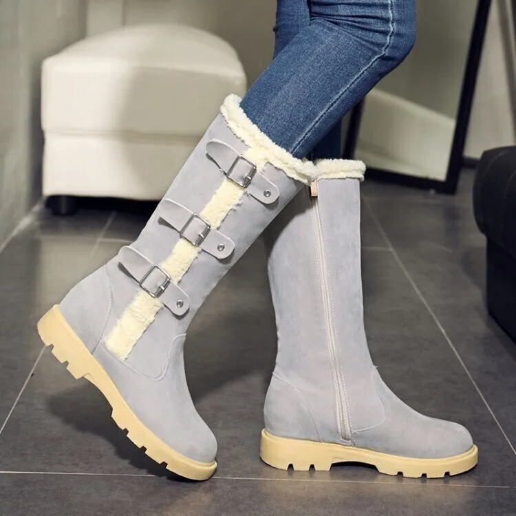 Winter Women Keep Warm Knee High Boots Gray Snow Boots Platform Belt Buckle Leisure Ladies Shoes
Winter Women Keep Warm Knee High Boots Gray Snow Boots Platform Belt Buckle Leisure Ladies Shoes