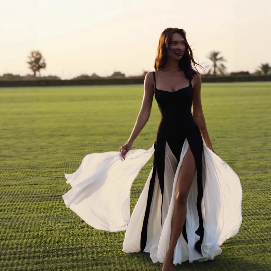 Sexy Color Block Slip Dress Vacation Evening Gown High Waist Maxi Dress Split Backless Strapless Elegant Polyester Dress
Sexy Color Block Slip Dress Vacation Evening Gown High Waist Maxi Dress Split Backless Strapless Elegant Polyester Dress