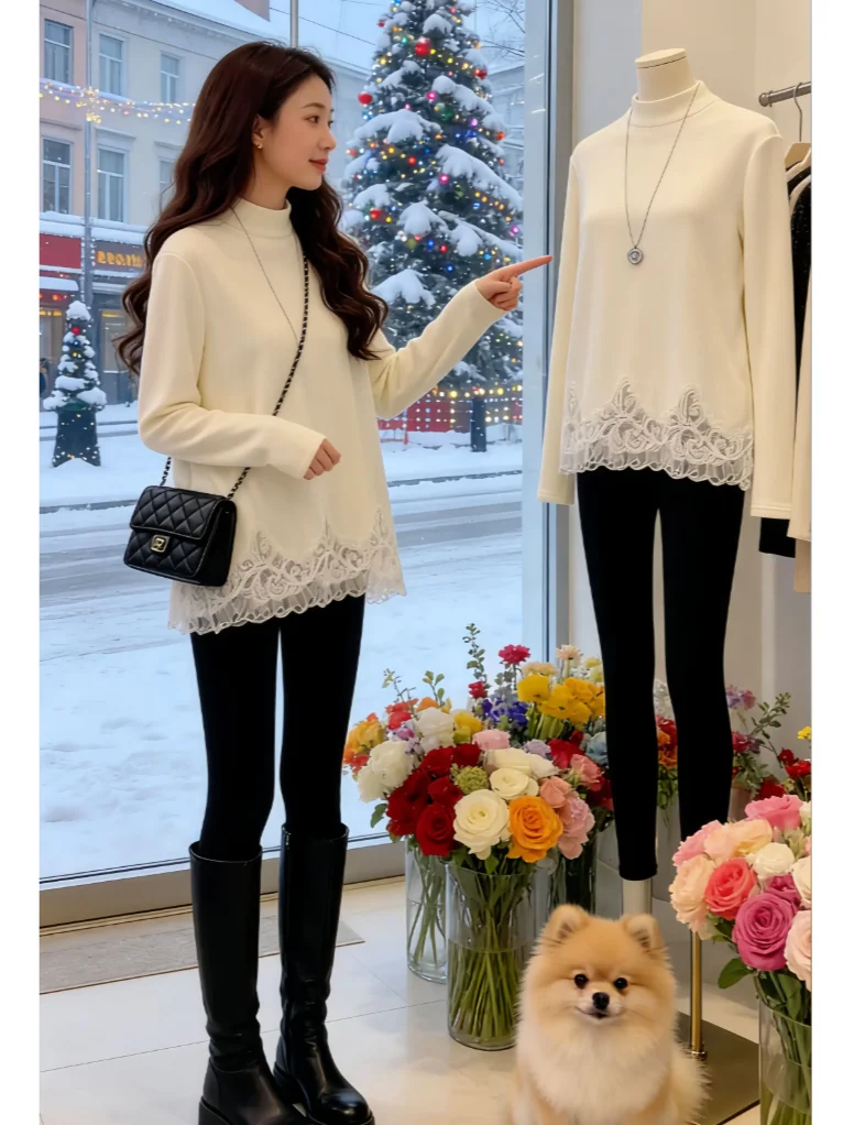 plus Size Women's Embroidered Lace Thiened Inner Wear T-irt White Autumn Winter New Sle Casual Loose Fit Color
plus Size Women's Embroidered Lace Thiened Inner Wear T-irt White Autumn Winter New Sle Casual Loose Fit Color