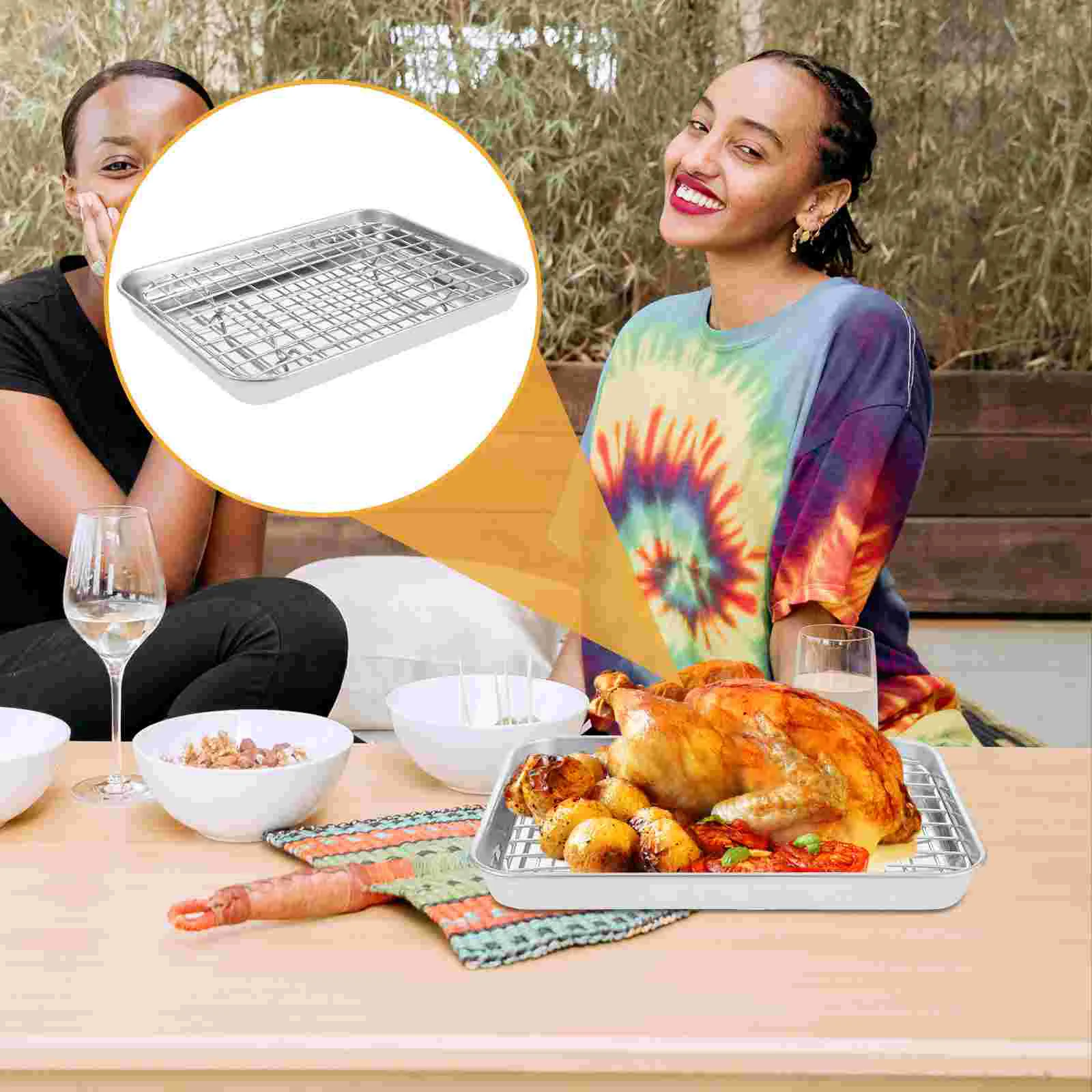 Grilling Platter Baking Tray for Oven Pan with Rack Trays Flat Stainless Steel Silver
Grilling Platter Baking Tray for Oven Pan with Rack Trays Flat Stainless Steel Silver