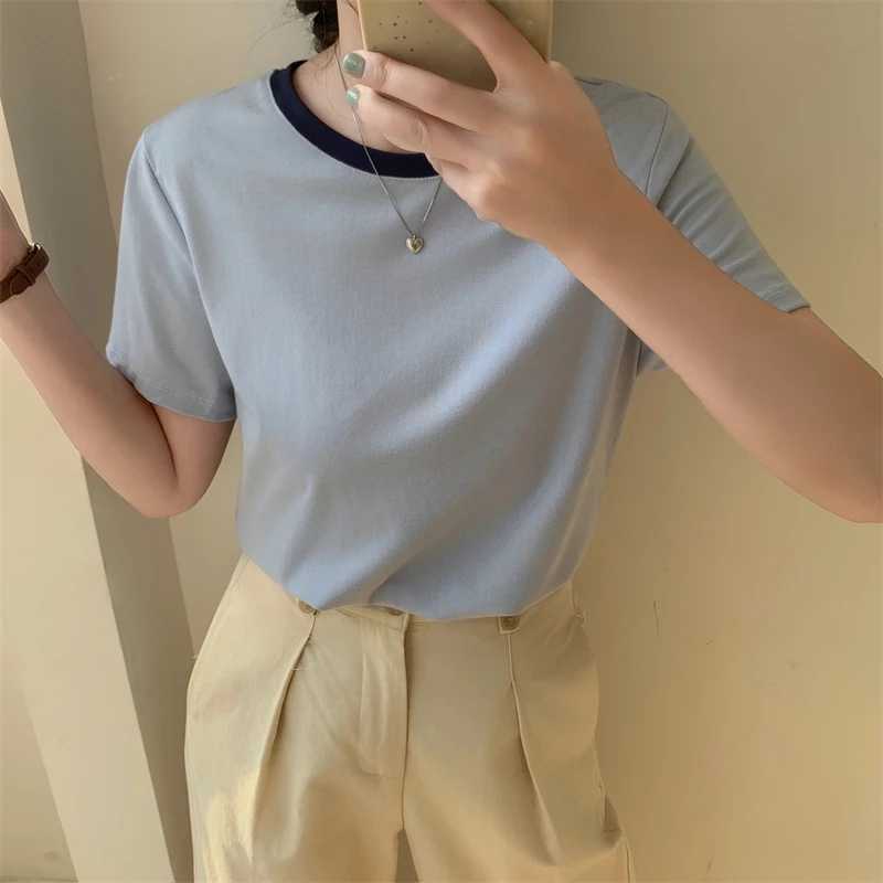 Trendy Color-Block -Sleeve Top for Women Summer New Korean Style Short Casual T-Shirt
Trendy Color-Block -Sleeve Top for Women Summer New Korean Style Short Casual T-Shirt