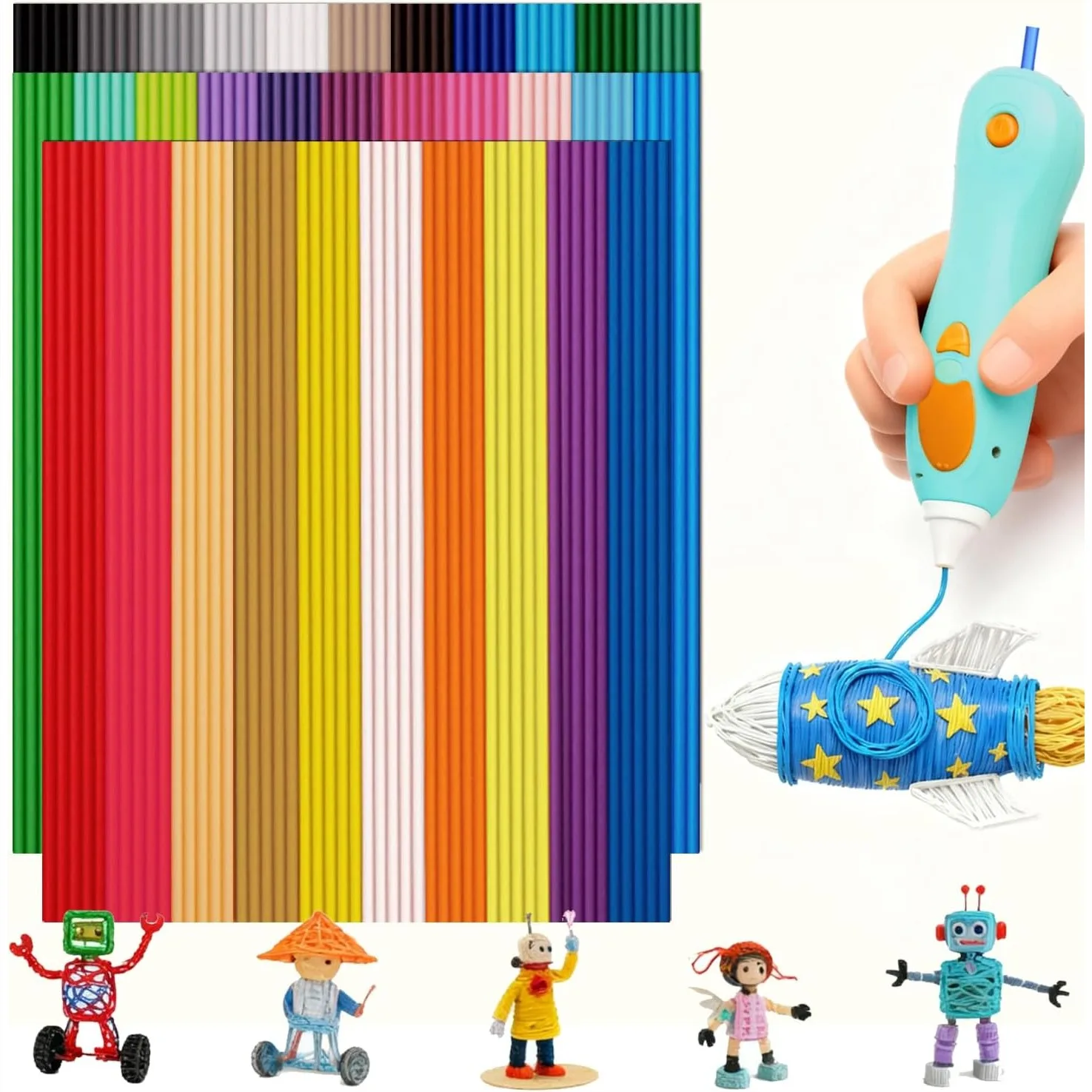 32 Colors Low Temp 3D Pen Filament Refill, 2.5mm 15cm Pre-cut Strands 160 Pcs for Start+ Pen, Smooth & Easy Use
32 Colors Low Temp 3D Pen Filament Refill, 2.5mm 15cm Pre-cut Strands 160 Pcs for Start+ Pen, Smooth & Easy Use