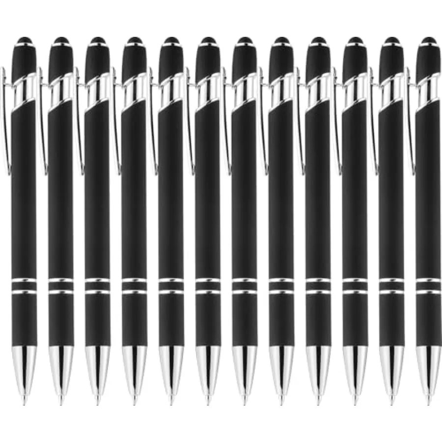 12 Pack Black Silver Ballpoint Pen with Stylus Tip, 1.0 mm Black Ink Smooth Writing Pens, Metal Stylus Pens for Touch Screens
12 Pack Black Silver Ballpoint Pen with Stylus Tip, 1.0 mm Black Ink Smooth Writing Pens, Metal Stylus Pens for Touch Screens