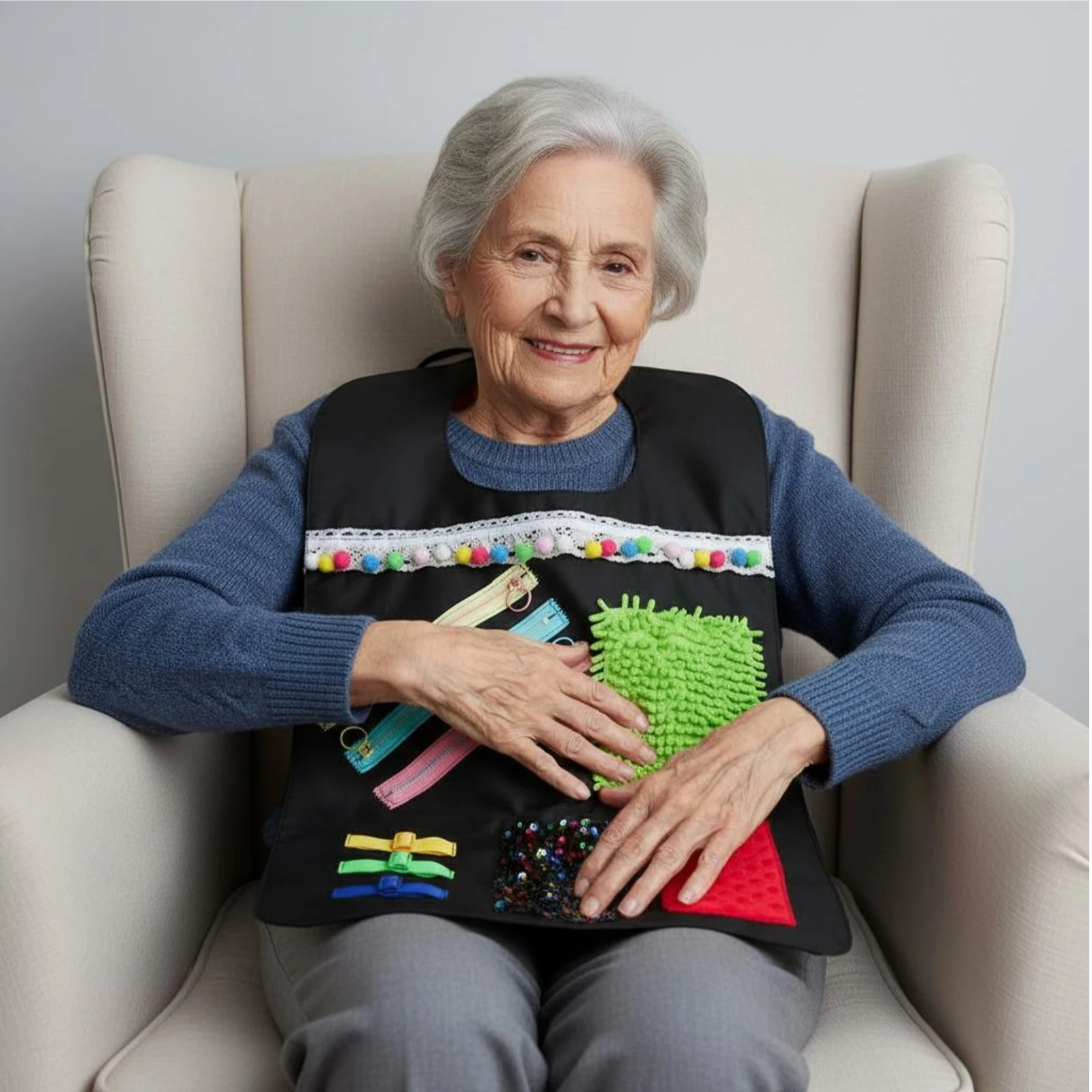 Sensory Activity Apron Tactile Fidget Apron Wearable Aid Interactive Features Fine Movement Skills Support for Adults
Sensory Activity Apron Tactile Fidget Apron Wearable Aid Interactive Features Fine Movement Skills Support for Adults
